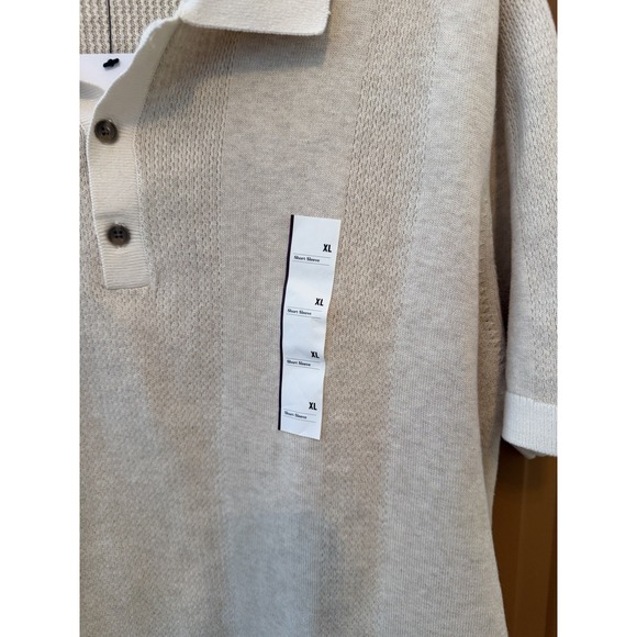 Goodfellow Men's Cream Sweater Short Sleeve Polo Size XL NWT - Picture 2 of 5